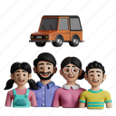 family, car, transport, baby, woman, child, mom, dad 