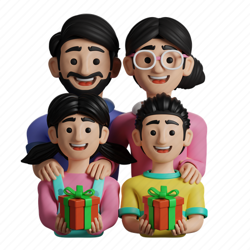 Gift, family, gifting, giving, presents, mother, father 3D illustration - Download on Iconfinder