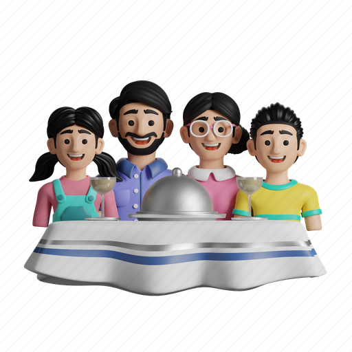 Family, meals, dinner, big family, eating, gathering 3D illustration - Download on Iconfinder