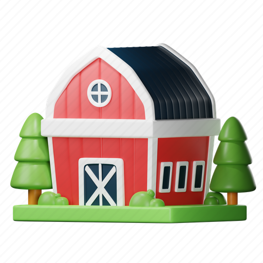 Barn, farmhouse, building, farm 3D illustration - Download on Iconfinder