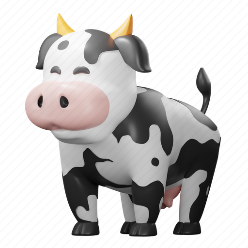 Cow, animal, farm, zoo 3D illustration - Download on Iconfinder