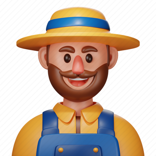 Farmer, male, job, profession 3D illustration - Download on Iconfinder