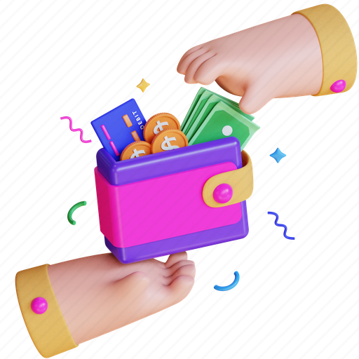 Money, finance, wallet, illustration, commerce, marketing, service 3D illustration - Download on Iconfinder