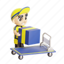 deliveryman, and, trolley, courier 