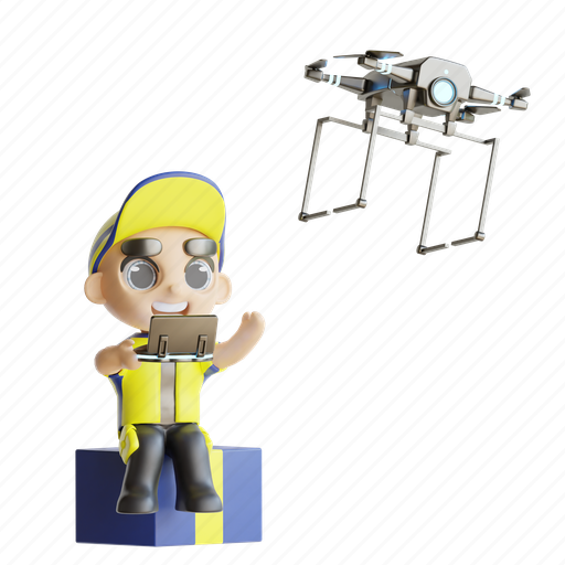 Delivery, man, drone, deliveryman, courier 3D illustration - Download on Iconfinder