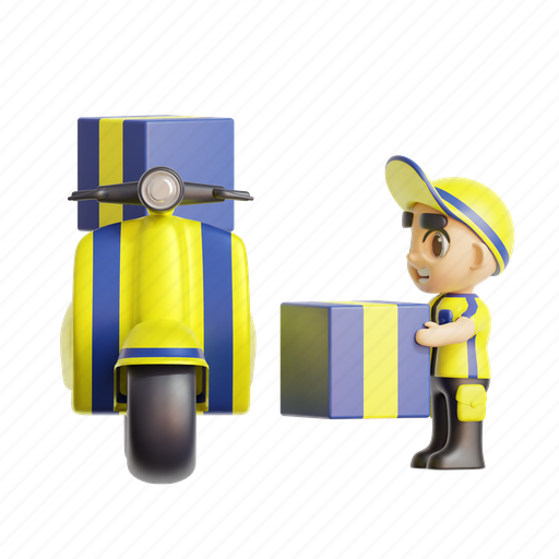 Delivery, man, vespa, deliveryman, courier 3D illustration - Download on Iconfinder
