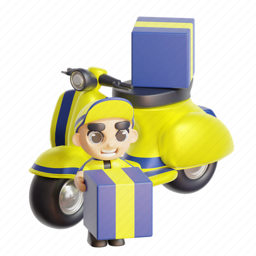 Delivery, man, vespa, deliveryman, courier 3D illustration - Download on Iconfinder