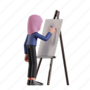 present, with, writing, 3d character, 3d illustration, 3d rendering, 3d businesswomen, hijab, presenting, showing, demonstration, plan, whiteboard, business meeting, business training, teach, seminar, training, workshop, education, explaining, pencil, canvas 
