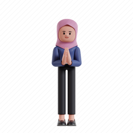 Namaste, 3d character, 3d illustration, 3d rendering, 3d businesswomen, hijab, welcoming guests 3D illustration - Download on Iconfinder