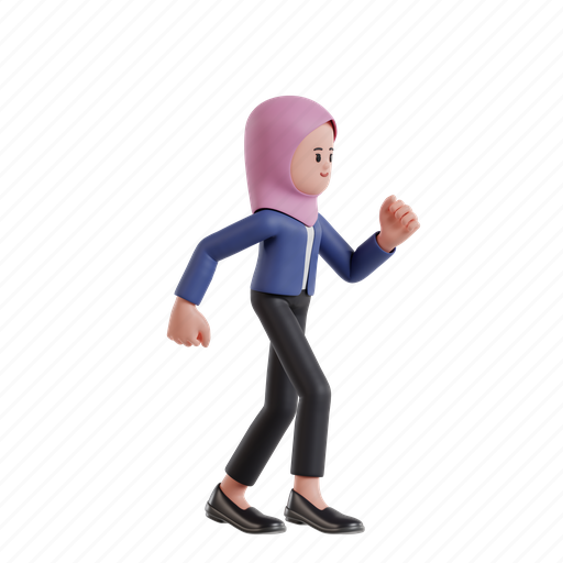 Run, 3d character, 3d illustration, 3d rendering, 3d businesswomen, hijab, productivity 3D illustration - Download on Iconfinder