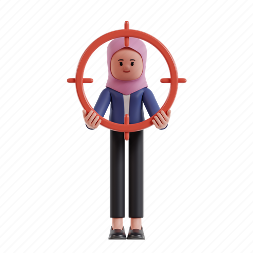 Target, audience, 3d character, 3d illustration, 3d rendering, 3d businesswomen, hijab 3D illustration - Download on Iconfinder