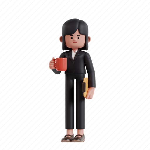 Holding, coffee, 3d character, 3d illustration, 3d render, 3d businesswoman, coffee cup 3D illustration - Download on Iconfinder