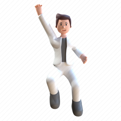 Man, happy, jump, man happy jump, jumping, avatar, business man 3D illustration - Download on Iconfinder