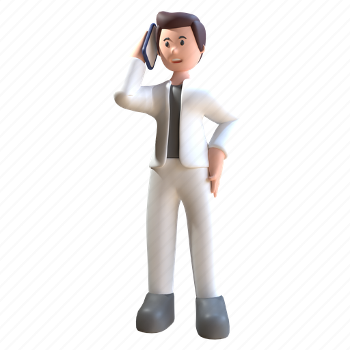Man, handphone, man using a handphone, technology, smartphone, avatar, business man 3D illustration - Download on Iconfinder