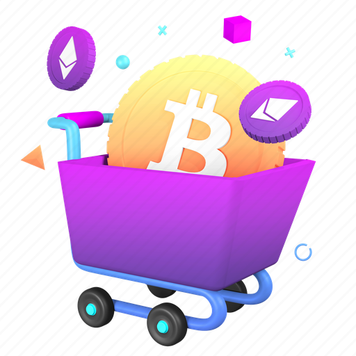 Buy, bitcoin, cryptocurrency, shopping cart 3D illustration - Download on Iconfinder