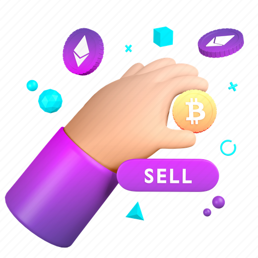 Sell, bitcoin, cryptocurrency, digital currency 3D illustration - Download on Iconfinder