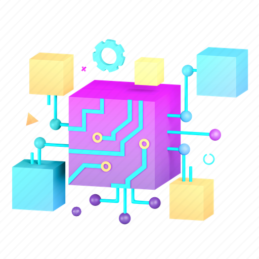 Technology, blockchain, future, 3d cube 3D illustration - Download on Iconfinder