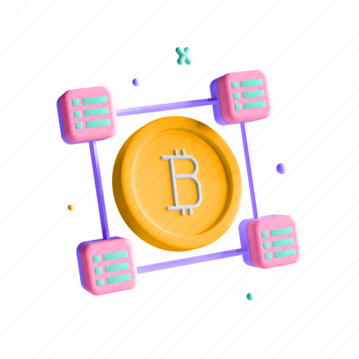 Blockchain, cryptocurrency, bitcoin, currency 3D illustration - Download on Iconfinder