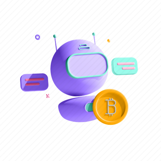 Bot, robot, bitcoin, cryptocurrency 3D illustration - Download on Iconfinder