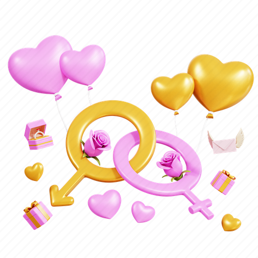 Illustration, valentine, celebration, surprise, event, heart, romance 3D illustration - Download on Iconfinder