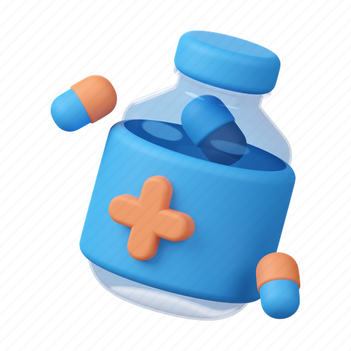 Medicine, bottle, drug, medical, pill, tablet, capsule 3D illustration - Download on Iconfinder