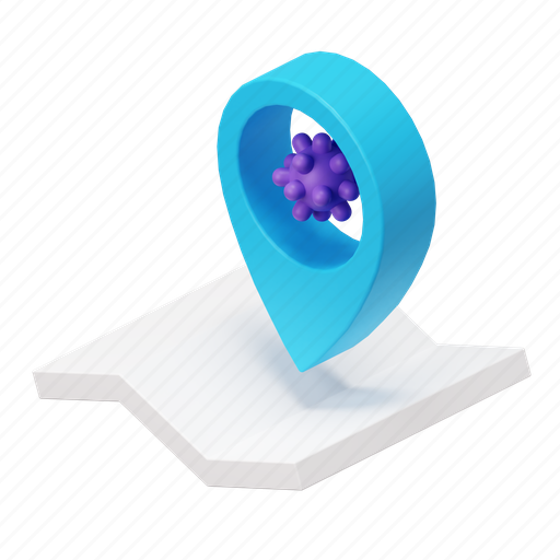 Map, location, covid, pin, coronavirus 3D illustration - Download on Iconfinder