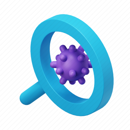Search, covid test, magnifying glass, lab research, virus 3D illustration - Download on Iconfinder