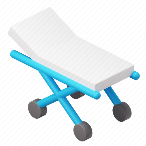 Strecher, stretcher, medical, bed, ambulance gurney 3D illustration - Download on Iconfinder