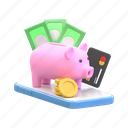 money, savings, piggy, piggy bank, coin, card, smartphone, business, banknote 