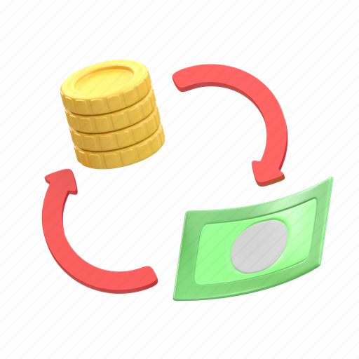Money, exchange, coin, banknote, paper money, payment, currency 3D illustration - Download on Iconfinder