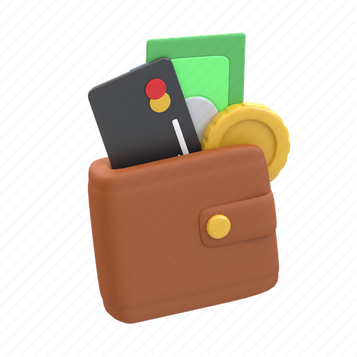 Money, wallet, coin, atm, bank note, debit, savings 3D illustration - Download on Iconfinder
