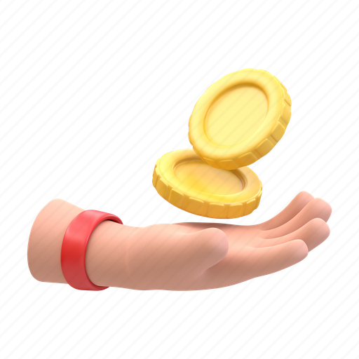 Hand, coin, gesture, touch, finance, currency, cash 3D illustration - Download on Iconfinder