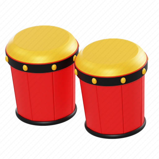 Bongo, music, instrument, song, sound, audio, drum 3D illustration - Download on Iconfinder
