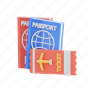 passport, airplane ticket, travel, ticket, vacation, document, visa 