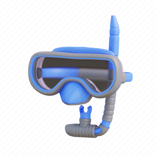 Diving goggles, diving-mask, travel, diving, snorkel, swimming, snorkeling 3D illustration - Download on Iconfinder