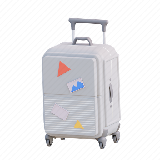 Trolley bag, travel-bag, suitcase, travel, briefcase, vacation, trolley 3D illustration - Download on Iconfinder
