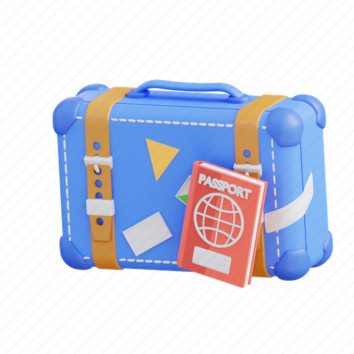 Suitcase and passport, suitcase, passport, travel, vacation, tourism, bag 3D illustration - Download on Iconfinder