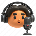 podcaster, man, profile, person, people, show, podcast, radio, microphone, male, avatar, content 