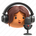 podcaster, woman, podcast, people, female, show, girl, fashion, radio, microphone, avatar, content 