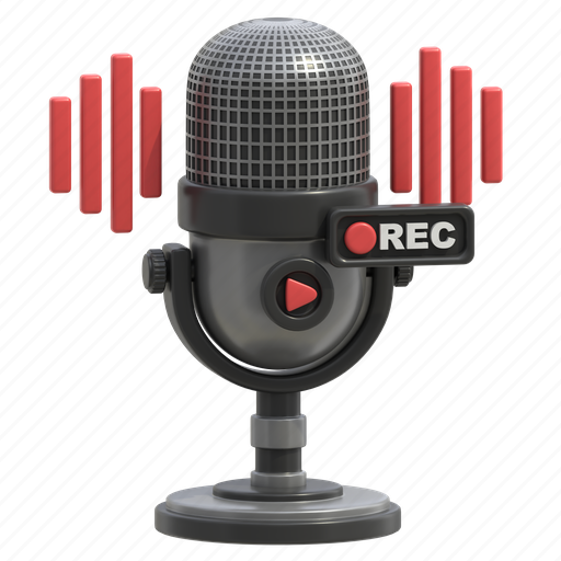 Podcast, recording, voice, speak, sound, mic, video 3D illustration - Download on Iconfinder