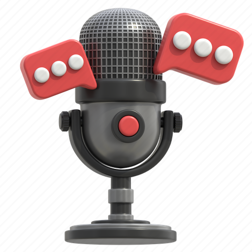 Podcast, talk, chat, call, comment, communication, message 3D illustration - Download on Iconfinder
