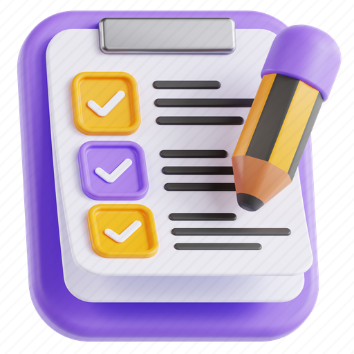 Tasks, organization, planning, productivity, checklist, to do list 3D illustration - Download on Iconfinder