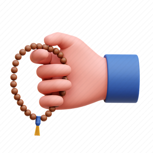 Hand, prayer beads, prayer, pray, islam 3D illustration - Download on Iconfinder