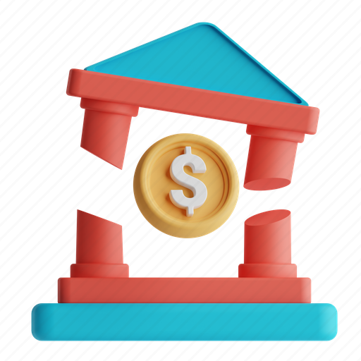 Bank, recession, bankrupt, crisis 3D illustration - Download on Iconfinder