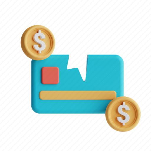 Card, crisis, bankruptcy, money 3D illustration - Download on Iconfinder