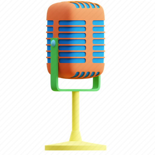 Mic, microphone, podcast, music, record, retro, electronic 3D illustration - Download on Iconfinder