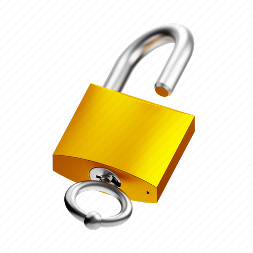Unlock, padlock, secure, password 3D illustration - Download on Iconfinder