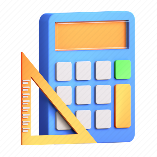 Mathematics, calculator, ruler, education 3D illustration - Download on Iconfinder