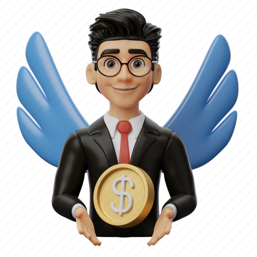 Angel, investor, startup, business, venture, new business, business plan 3D illustration - Download on Iconfinder