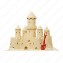 sandcastle, beach, summer, sand castle, toy, castle, fortress, tower, sand 